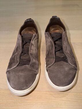 Ermenegildo Zegna Brown Suede Triple Stitch Sneaker
